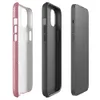 Glossy Crimson Twill Classic MagSafe Tough Case for iPhone — diagonal red and white twill stripe pattern resembling woven