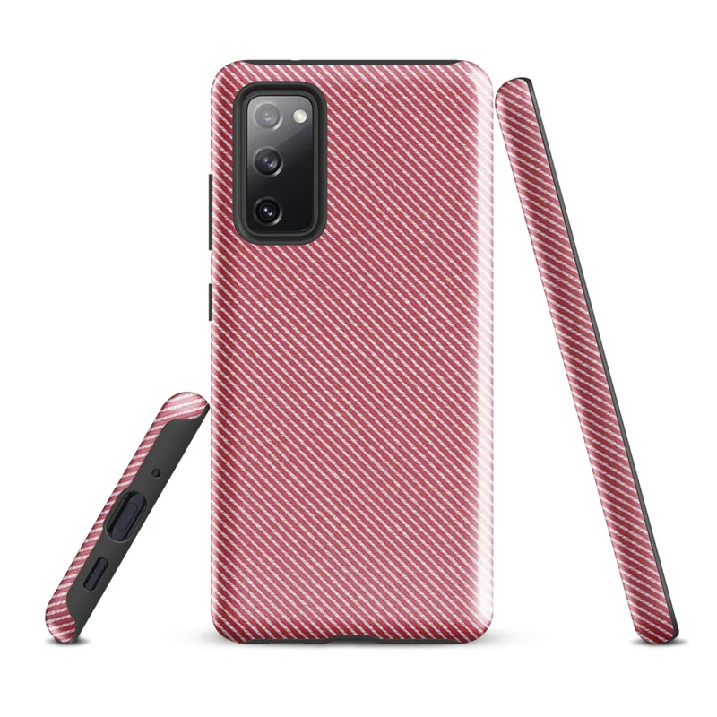 Glossy Classic Red Diagonal Stripe Tough Case for Samsung — diagonal red and white fine twill stripe pattern repeating