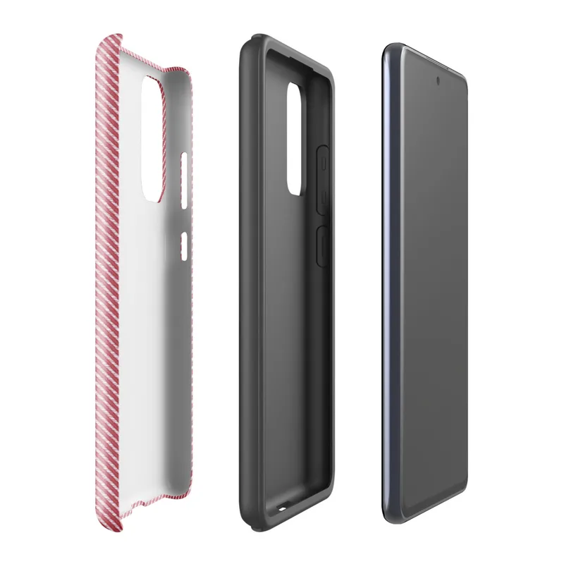 Glossy Classic Red Diagonal Stripe Tough Case for Samsung — diagonal red and white fine twill stripe pattern repeating