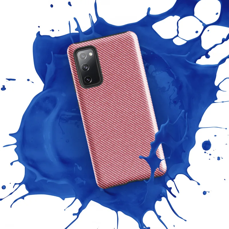 Glossy Classic Red Diagonal Stripe Tough Case for Samsung — diagonal red and white fine twill stripe pattern repeating