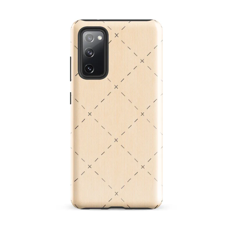 Glossy Stitched Diamond Lattice Tough Case for Samsung — repeating hand-stitched diamond lattice with cross stitch accents