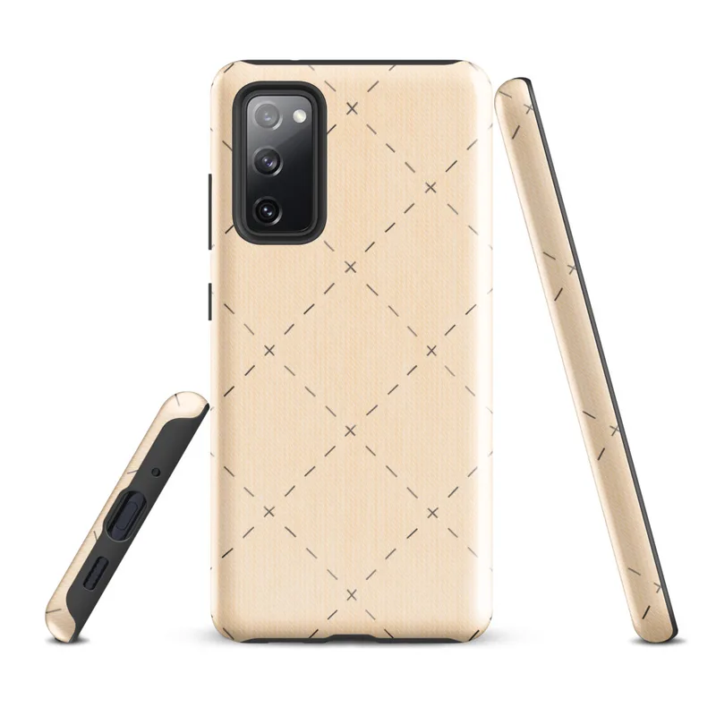Glossy Stitched Diamond Lattice Tough Case for Samsung — repeating hand-stitched diamond lattice with cross stitch accents