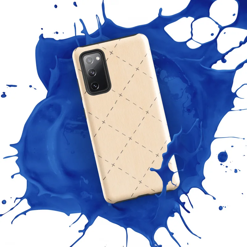 Glossy Stitched Diamond Lattice Tough Case for Samsung — repeating hand-stitched diamond lattice with cross stitch accents