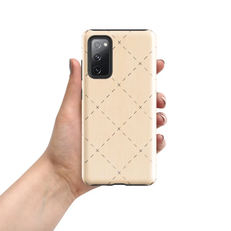 Glossy Stitched Diamond Lattice Tough Case for Samsung — repeating hand-stitched diamond lattice with cross stitch accents