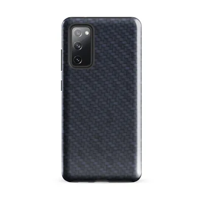 navy blue carbon fiber twill weave texture with diagonal light-reflecting stripe pattern on Glossy Navy Carbon Fiber Shield Tough Case for Samsung - default - Front view
