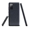 Glossy Navy Carbon Fiber Shield Tough Case for Samsung — navy blue carbon fiber twill weave texture with diagonal
