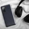 Glossy Navy Carbon Fiber Shield Tough Case for Samsung — navy blue carbon fiber twill weave texture with diagonal