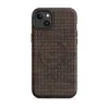 Matte Woven Rattan Weave MagSafe Tough Case for iPhone — seamless dark chocolate brown basket-weave pattern