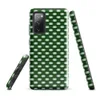 Glossy Grid Weave Green Lattice Tough Case for Samsung — repeating basket-weave grid of deep forest green and pale mint