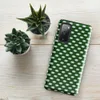 Glossy Grid Weave Green Lattice Tough Case for Samsung — repeating basket-weave grid of deep forest green and pale mint