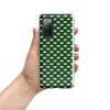 Glossy Grid Weave Green Lattice Tough Case for Samsung — repeating basket-weave grid of deep forest green and pale mint