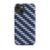 Matte Steel Weave Armor MagSafe Tough Case for iPhone — interlocking navy blue and brushed silver basket-weave pattern