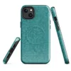 Glossy Teal Knit Texture MagSafe Tough Case for iPhone — seamless teal knitted fabric texture with heathered tonal variation