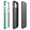 Glossy Teal Knit Texture MagSafe Tough Case for iPhone — seamless teal knitted fabric texture with heathered tonal variation