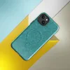 Glossy Teal Knit Texture MagSafe Tough Case for iPhone — seamless teal knitted fabric texture with heathered tonal variation