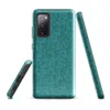 Glossy Teal Knit Texture Tough Case for Samsung — seamless teal knitted fabric texture with realistic interlocking yarn