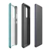 Glossy Teal Knit Texture Tough Case for Samsung — seamless teal knitted fabric texture with realistic interlocking yarn
