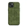 Matte Forest Knit MagSafe Tough Case for iPhone — close-up of a seamless olive and moss green hand-knitted wool stitch