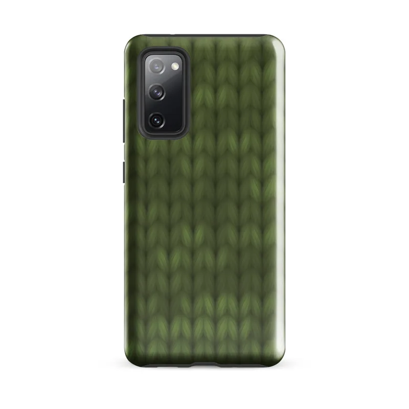 Glossy Forest Green Knit Texture Tough Case for Samsung — seamless olive and forest green knitted fabric texture
