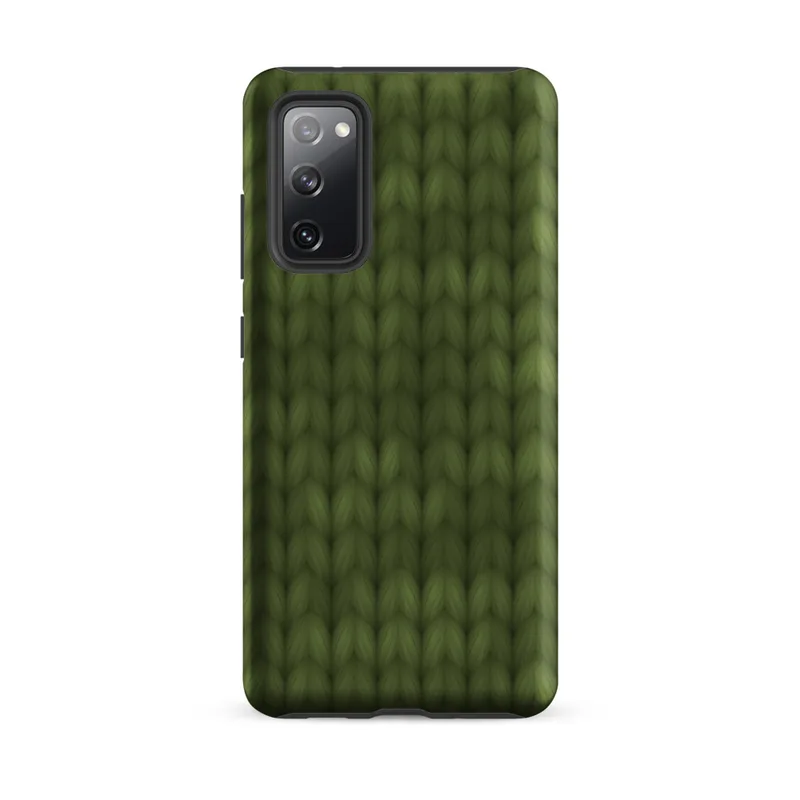 Matte Forest Green Knit Texture Tough Case for Samsung — seamless olive and forest green knitted fabric texture