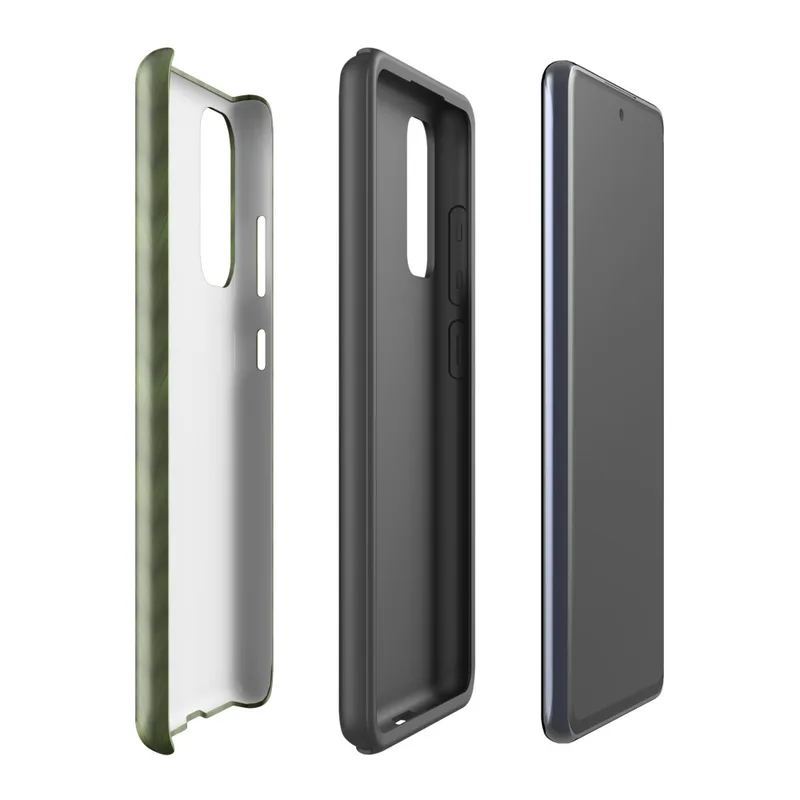 Glossy Forest Green Knit Texture Tough Case for Samsung — seamless olive and forest green knitted fabric texture