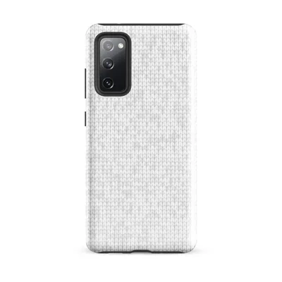 seamless white knitted sweater stitch pattern with subtle tonal variation and soft light grey shadow detail on Glossy Winter White Knit Texture Tough Case for Samsung - default - Front view