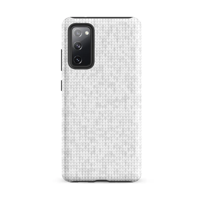 Matte Winter White Knit Texture Tough Case for Samsung — seamless white knitted sweater stitch pattern with subtle tonal