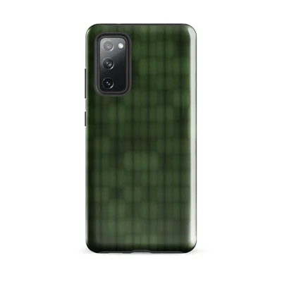 repeating grid of rounded green leaf-like cells with dark borders, layered in deep emerald and shadow tones suggesting a forest canopy texture on Glossy Forest Grid Texture Tough Case for Samsung - default - Front view