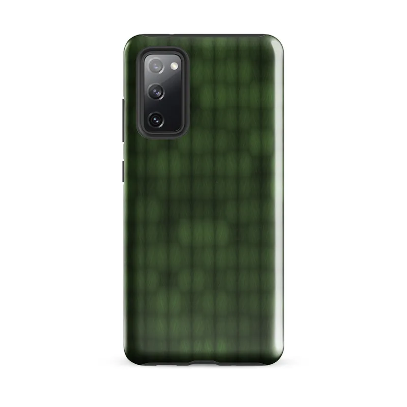 Glossy Forest Grid Texture Tough Case for Samsung — repeating grid of rounded green leaf-like cells with dark borders