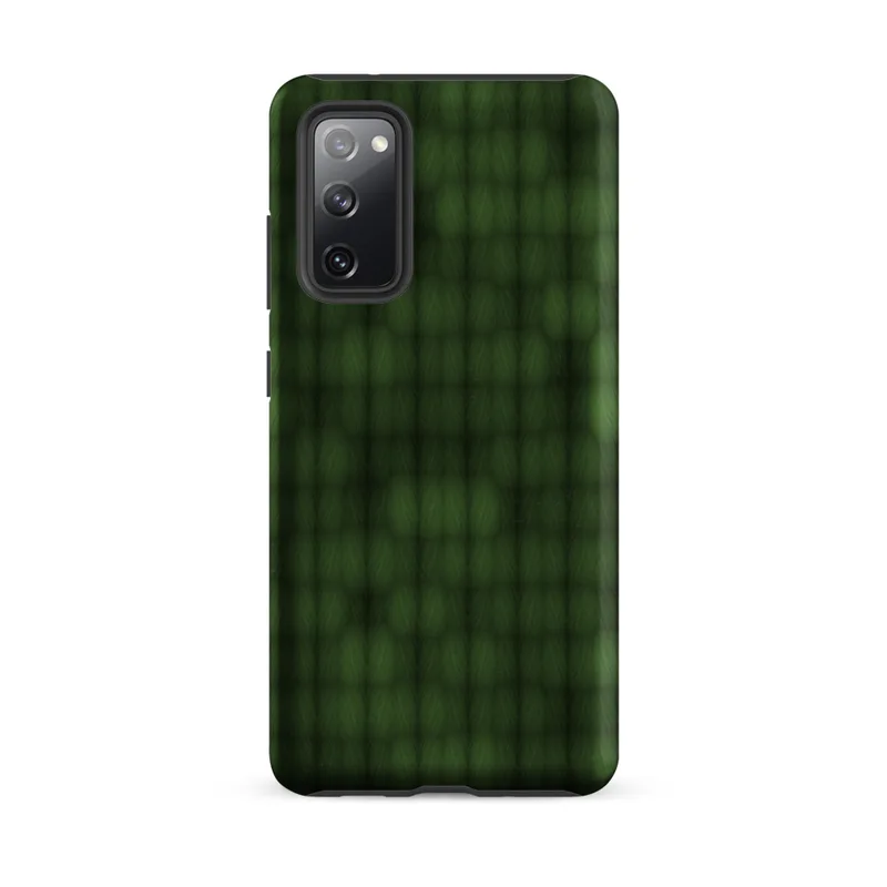 Matte Forest Grid Texture Tough Case for Samsung — repeating grid of rounded green leaf-like cells with dark borders