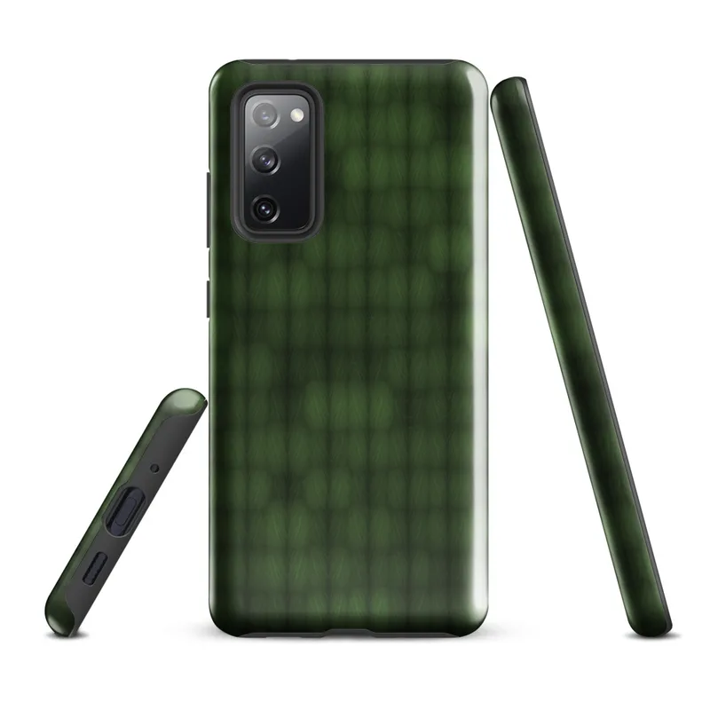 Glossy Forest Grid Texture Tough Case for Samsung — repeating grid of rounded green leaf-like cells with dark borders