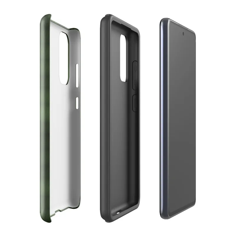 Glossy Forest Grid Texture Tough Case for Samsung — repeating grid of rounded green leaf-like cells with dark borders