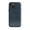Glossy Midnight Navy Woven Texture MagSafe Tough Case for iPhone — deep navy blue horizontal woven textile texture