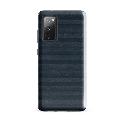 close-up woven textile texture in deep navy and indigo tones with subtle horizontal grain variation on Glossy Midnight Navy Woven Texture Tough Case for Samsung - default - Front view
