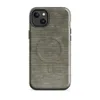 Glossy Woven Earth Texture MagSafe Tough Case for iPhone — tightly woven horizontal line texture in muted olive, khaki