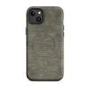 Matte Woven Earth Texture MagSafe Tough Case for iPhone — tightly woven horizontal line texture in muted olive, khaki