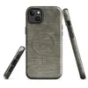 Glossy Woven Earth Texture MagSafe Tough Case for iPhone — tightly woven horizontal line texture in muted olive, khaki