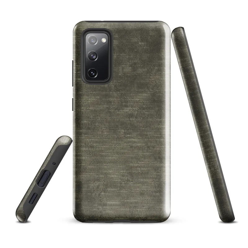 Glossy Woven Earth Texture Tough Case for Samsung — close-up woven metal texture with horizontal ribbing in mottled