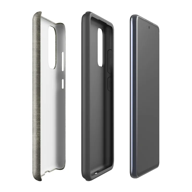 Glossy Woven Earth Texture Tough Case for Samsung — close-up woven metal texture with horizontal ribbing in mottled