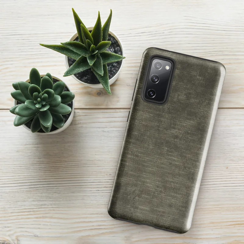 Glossy Woven Earth Texture Tough Case for Samsung — close-up woven metal texture with horizontal ribbing in mottled