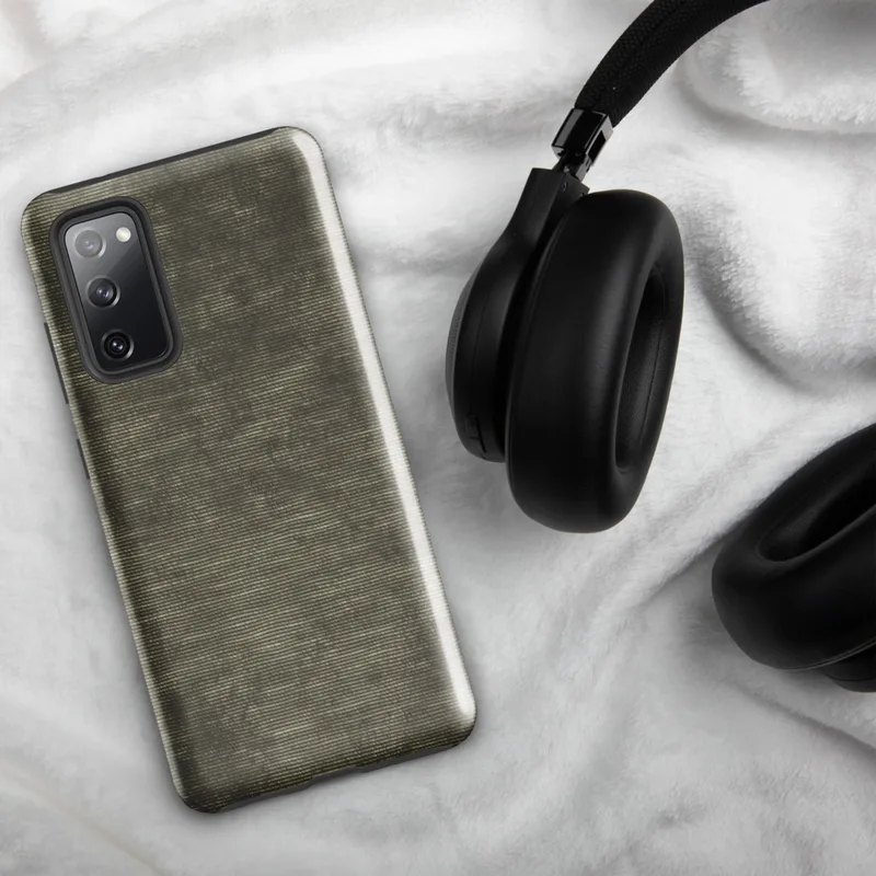 Glossy Woven Earth Texture Tough Case for Samsung — close-up woven metal texture with horizontal ribbing in mottled