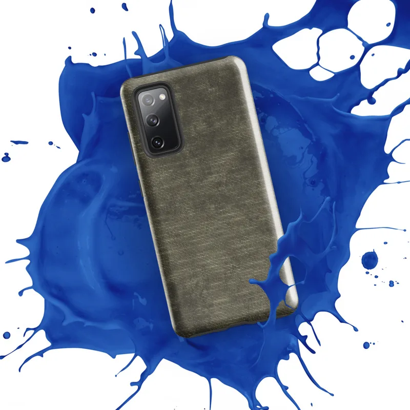 Glossy Woven Earth Texture Tough Case for Samsung — close-up woven metal texture with horizontal ribbing in mottled
