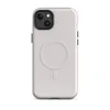 Glossy Clean Slate White Canvas MagSafe Tough Case for iPhone — solid white plain canvas texture with a subtle woven fabric
