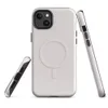 Glossy Clean Slate White Canvas MagSafe Tough Case for iPhone — solid white plain canvas texture with a subtle woven fabric