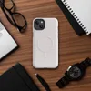 Glossy Clean Slate White Canvas MagSafe Tough Case for iPhone — solid white plain canvas texture with a subtle woven fabric