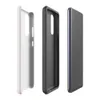 Glossy Clean White Canvas Tough Case for Samsung — plain off-white woven canvas texture with subtle fabric grain and soft