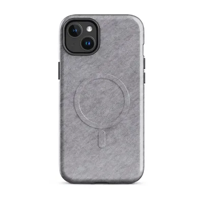 soft heathered ash gray surface with a subtle brushed textile texture and gentle tonal variation throughout on Glossy Ash Gray Minimal Texture MagSafe Tough Case for iPhone - default - Front view