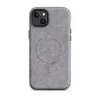 Matte Ash Gray Minimal Texture MagSafe Tough Case for iPhone — soft heathered ash gray surface with a subtle brushed textile