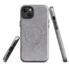 Glossy Ash Gray Minimal Texture MagSafe Tough Case for iPhone — soft heathered ash gray surface with a subtle brushed