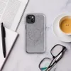 Glossy Ash Gray Minimal Texture MagSafe Tough Case for iPhone — soft heathered ash gray surface with a subtle brushed